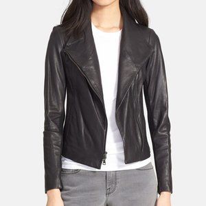 Vince | Lambskin Asymmetric Scuba Jacket | Med